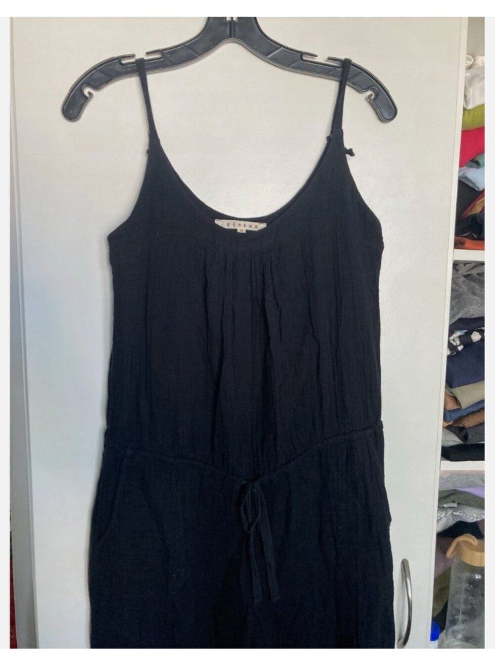 Xirena Black Cotton Gauze romper Boho sleeveless Relaxed Pockets Size XS